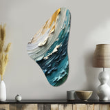 Teal Cream Surreal Spirals II - Asymmetric Metal Wall Art