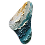 Teal Cream Surreal Spirals II - Asymmetric Metal Wall Art