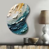 Teal Cream Surreal Spirals II - Asymmetric Metal Wall Art