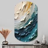 Teal Cream Surreal Spirals II - Asymmetric Metal Wall Art