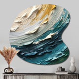 Teal Cream Surreal Spirals II - Asymmetric Metal Wall Art