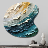 Teal Cream Surreal Spirals II - Asymmetric Metal Wall Art