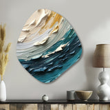 Teal Cream Surreal Spirals II - Asymmetric Metal Wall Art