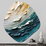 Teal Cream Surreal Spirals II - Asymmetric Metal Wall Art