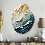 Teal Cream Surreal Spirals II - Asymmetric Metal Wall Art