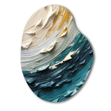 Teal Cream Surreal Spirals II - Asymmetric Metal Wall Art