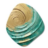 Teal Gold Surreal Spirals III - Asymmetric Metal Wall Art