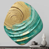 Teal Gold Surreal Spirals III - Asymmetric Metal Wall Art