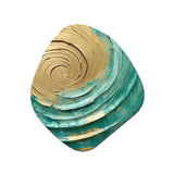 Teal Gold Surreal Spirals III - Asymmetric Metal Wall Art