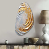 Gold and Cream Enchanted Whirls II - Asymmetric Metal Wall Art