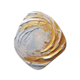 Gold and Cream Enchanted Whirls II - Asymmetric Metal Wall Art