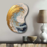 Gold and Blue Spiral Nebula - Asymmetric Metal Wall Art