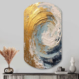 Gold and Blue Spiral Nebula - Asymmetric Metal Wall Art