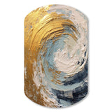 Gold and Blue Spiral Nebula - Asymmetric Metal Wall Art