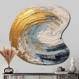 Gold and Blue Spiral Nebula - Asymmetric Metal Wall Art