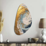 Gold and Blue Spiral Nebula - Asymmetric Metal Wall Art