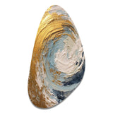 Gold and Blue Spiral Nebula - Asymmetric Metal Wall Art