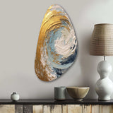 Gold and Blue Spiral Nebula - Asymmetric Metal Wall Art