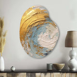 Gold and Blue Spiral Nebula - Asymmetric Metal Wall Art