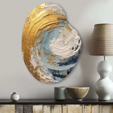 Gold and Blue Spiral Nebula - Asymmetric Metal Wall Art