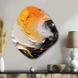 Orange and Black Mystic Spirals III - Asymmetric Metal Wall Art