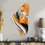 Orange and Black Mystic Spirals IV - Asymmetric Metal Wall Art