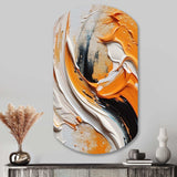 Orange and Black Mystic Spirals IV - Asymmetric Metal Wall Art