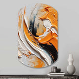 Orange and Black Mystic Spirals IV - Asymmetric Metal Wall Art