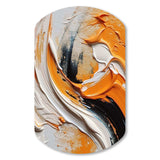 Orange and Black Mystic Spirals IV - Asymmetric Metal Wall Art