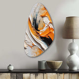 Orange and Black Mystic Spirals IV - Asymmetric Metal Wall Art