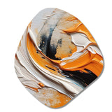 Orange and Black Mystic Spirals IV - Asymmetric Metal Wall Art