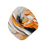 Orange and Black Mystic Spirals IV - Asymmetric Metal Wall Art