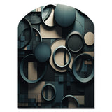 Teal Fragmented Forms - Asymmetric Metal Wall Art