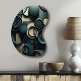 Teal Fragmented Forms - Asymmetric Metal Wall Art