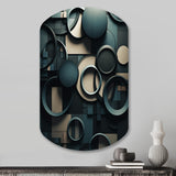 Teal Fragmented Forms - Asymmetric Metal Wall Art