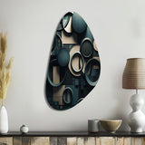 Teal Fragmented Forms - Asymmetric Metal Wall Art