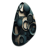 Teal Fragmented Forms - Asymmetric Metal Wall Art