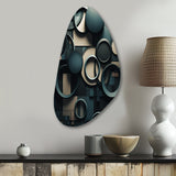 Teal Fragmented Forms - Asymmetric Metal Wall Art