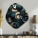 Teal Fragmented Forms - Asymmetric Metal Wall Art