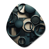 Teal Fragmented Forms - Asymmetric Metal Wall Art