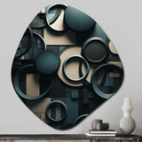 Teal Fragmented Forms - Asymmetric Metal Wall Art