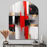 Red and Gold Cubic Abstract I - Asymmetric Metal Wall Art