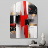 Red and Gold Cubic Abstract I - Asymmetric Metal Wall Art