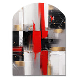 Red and Gold Cubic Abstract I - Asymmetric Metal Wall Art