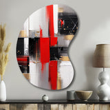 Red and Gold Cubic Abstract I - Asymmetric Metal Wall Art