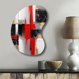 Red and Gold Cubic Abstract I - Asymmetric Metal Wall Art