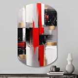 Red and Gold Cubic Abstract I - Asymmetric Metal Wall Art