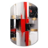 Red and Gold Cubic Abstract I - Asymmetric Metal Wall Art