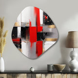 Red and Gold Cubic Abstract I - Asymmetric Metal Wall Art