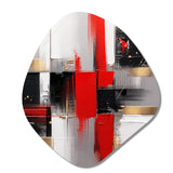 Red and Gold Cubic Abstract I - Asymmetric Metal Wall Art